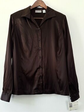 Vintage Silk Liz Claiborne Chocolate Brown Blouse